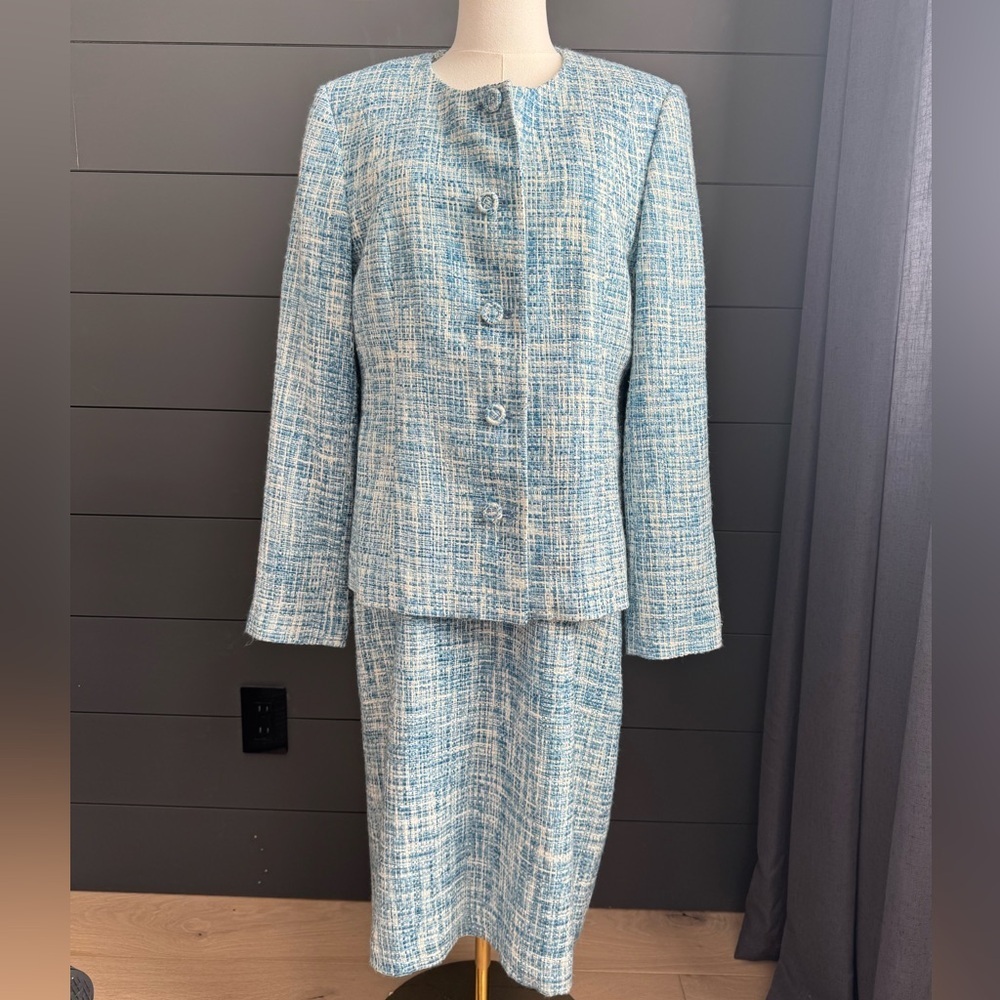 Pendleton Blue Vintage Tweed Button Front Blazer and Dress Suit Career